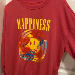 never worn,”happiness” over sized bright pink crew neck